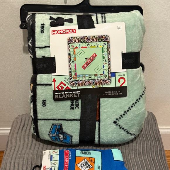 Monopoly Faux Fur Throw Blanket - Green - Picture 2 of 8